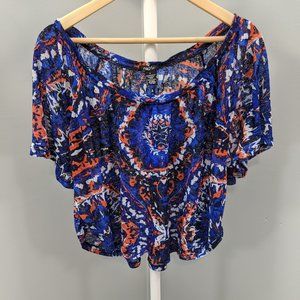 Rue21 Boho Off Shoulder Batik Print Short Sleeve